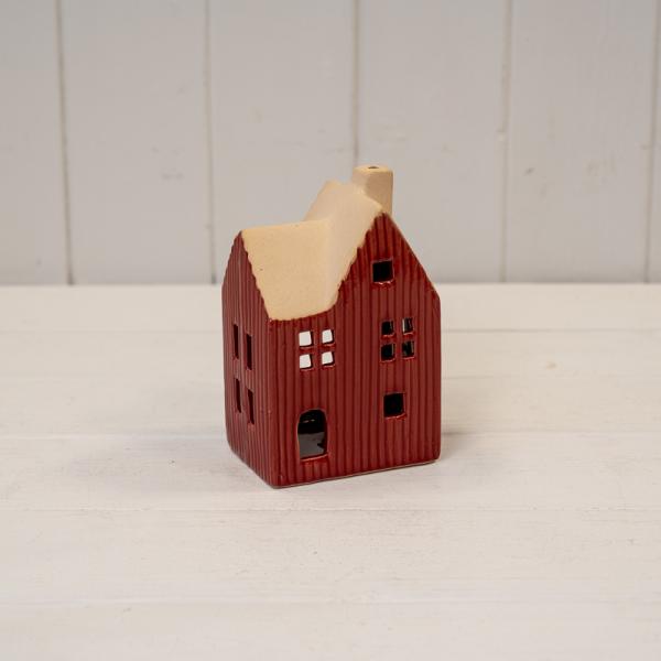 Medium Red Ceramic House Tealight Holder