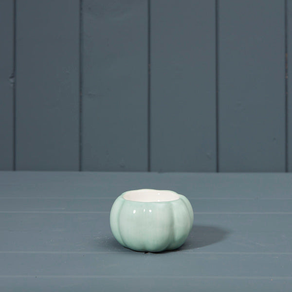 Green Ceramic Pumpkin Tealight Holder L8xW8xH5cm  Weight-148g