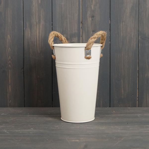 Cream Flower Bucket  TD13cm x H20cm