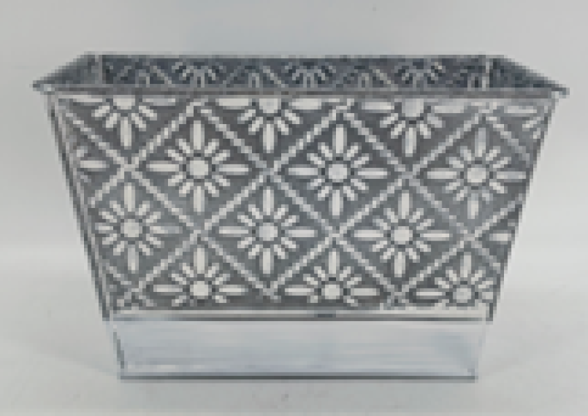 Large Zinc Rectangle Tapered Floral Trough TD23x13cm H12.5cm B19x9cm No Drainage