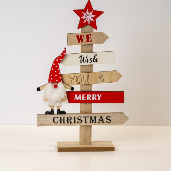 Wooden Standing Merry Christmas Tree 19.5x32x5cm  Weight-162g