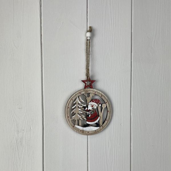 Wooden Hanging Circle Festive Decoration L9.3xD0.8xH20cm  Weight-12g