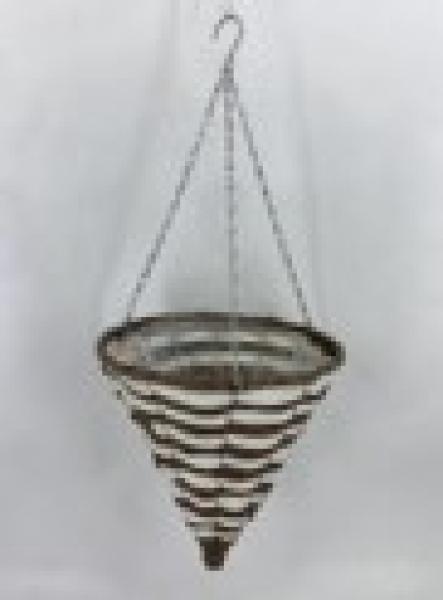 35cm PP Rattan White/Brown Cone Hanging Basket TD35cm H38cm