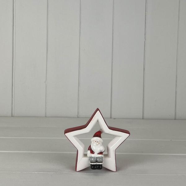 Small Ceramic Star with Sitting Santa size 11*3.5*10.2cm