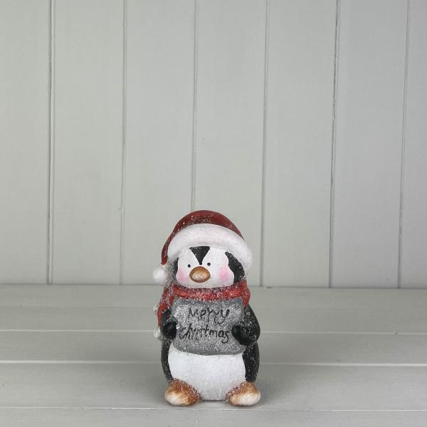 Penguin With Merry Christmas Sign  size L8.5xW8 xH14  Weight-26g