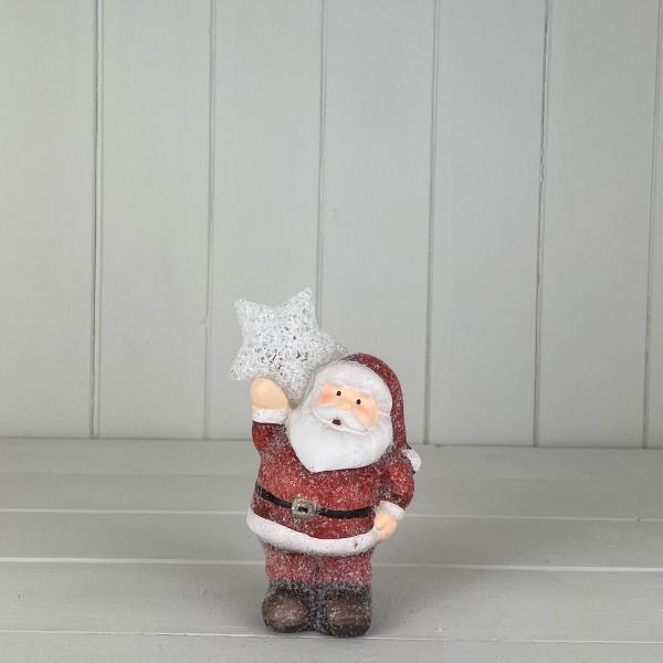 Santa With Light Up Star to the Left   L9.5 xW6 xH16.5