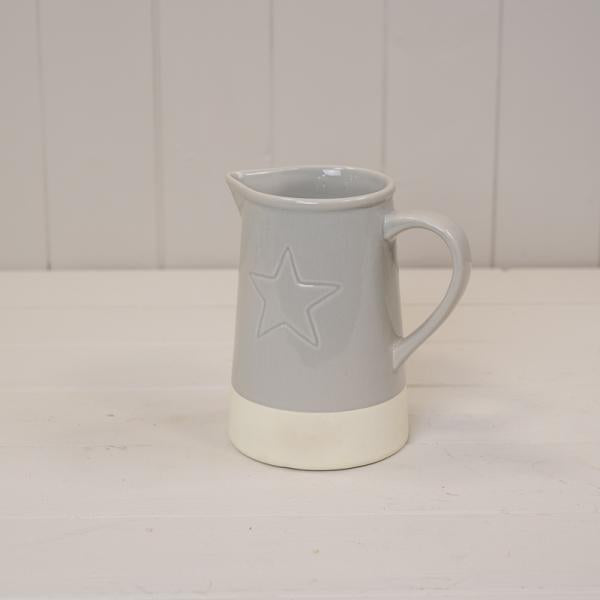 Grey Debossed Star Jug TD10.5x8.5cm H15.3cm B10.5cm