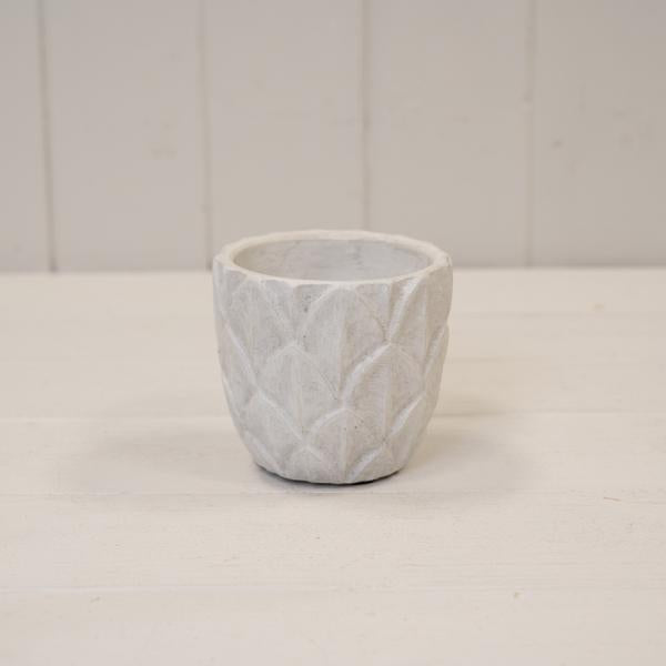 Round White  Leaf Patterned Pot TD9xH8.5cm  Weight-319g