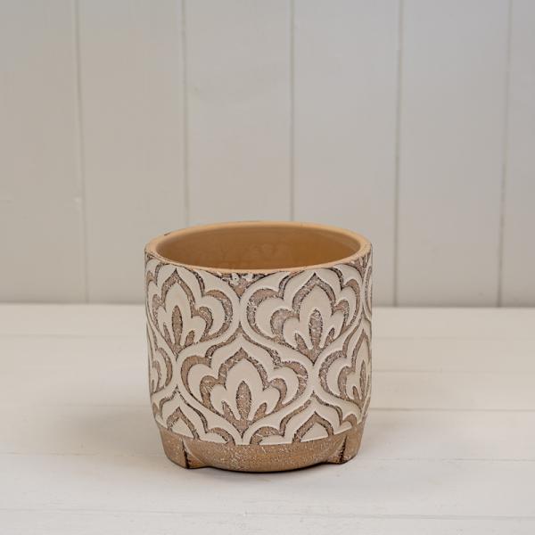 Rouund Brown Ptterned Pot TD13.5xH12.5cm  Weight-761g