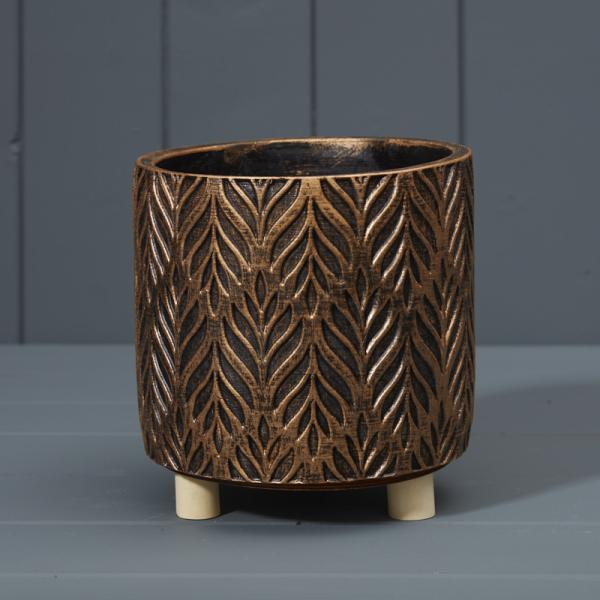 Gold Cement Planter L15xD15xH16xTD15cm