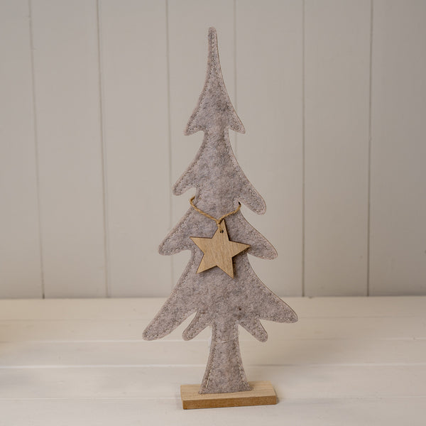 Large Grey Felt Tree with Hanging Star