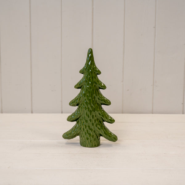 Medium Dimpled Green Ceramic Christmas Tree Ornament