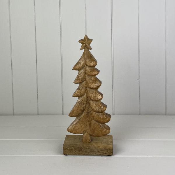 Wooden Tree on Base Festive Decoration L12xD6xH29.5cm Weight-332g