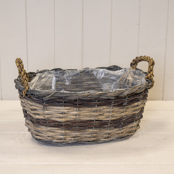 37x20.5cm Peeled and Unpealed Split Willow Oval Basket With Ears