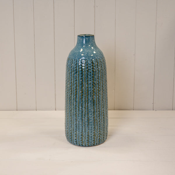 Blue Ceramic Vase (37.5cm) TD(ext)5.8/(int)4.5cm BD14.5 x H37.5cm