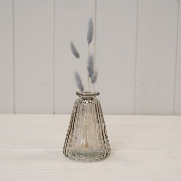 Smokey Brown Glass Ribbed Bottle