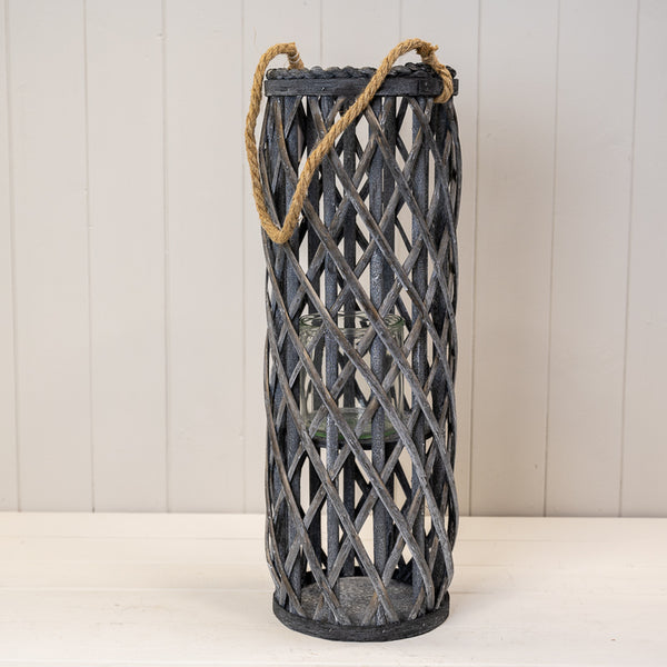 50cm Grey Washed Lantern L18cm W18cm H50cm