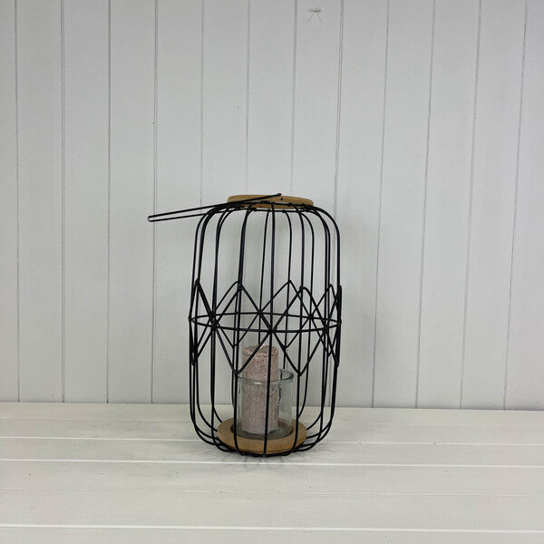Lantern with 10X10 glass in black colour TD14 xH40/TH59  Max 25cm glass size TD10 xH10cm  Weight-13