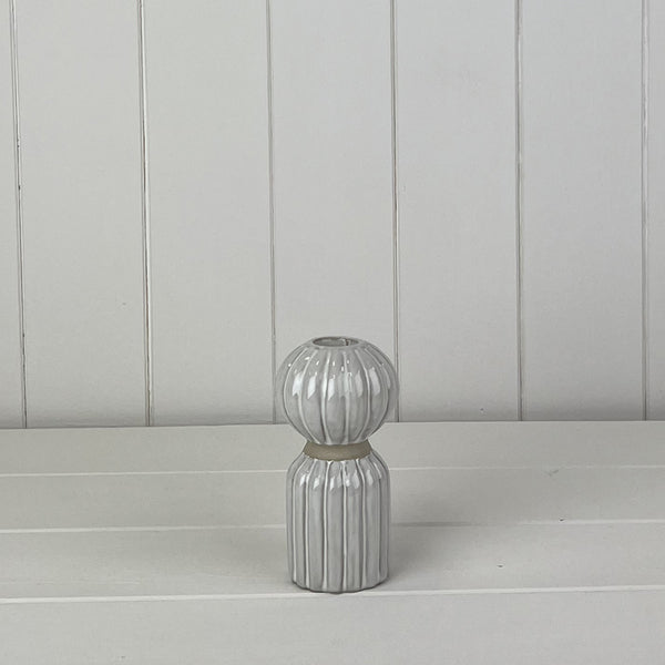 Glazed Ceramic Candle Holder with Textured Detail L6.5xD6.5xH12cm  Weight-246g