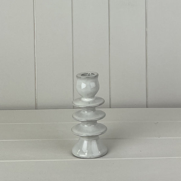 Glazed Ceramic Candle Holder with Textured Detail L6.5xD6.5xH14cm  Weight-276g