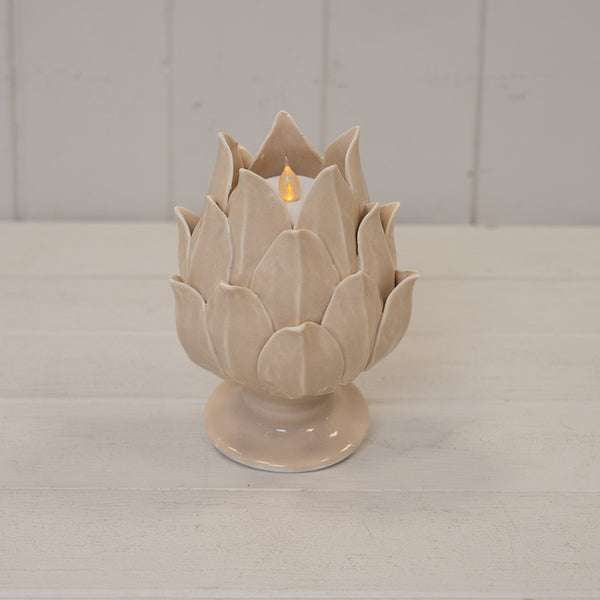 Natural Glazed Artichoke Candle Holder.