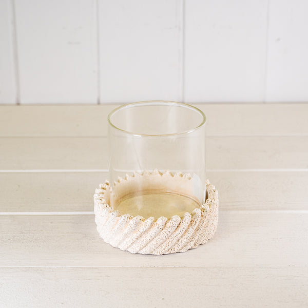 Sandy Textured Hurricane Glass Candle Holder