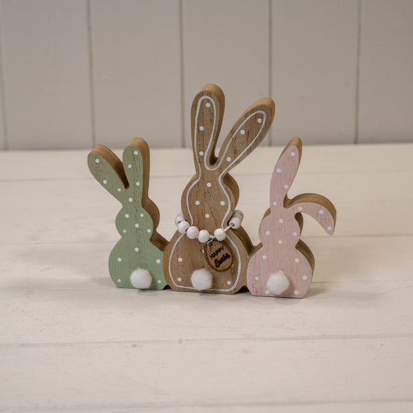 Mixed Colour Wooden Rabbit Decoration L14.5xW16.5xH3.5cm