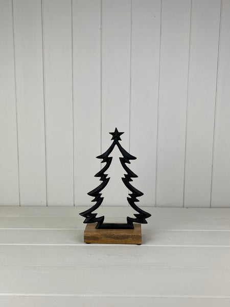 Matt Black Wood/Metal Tree Festive Decoration L13xD6xH26cm Weight - 280g
