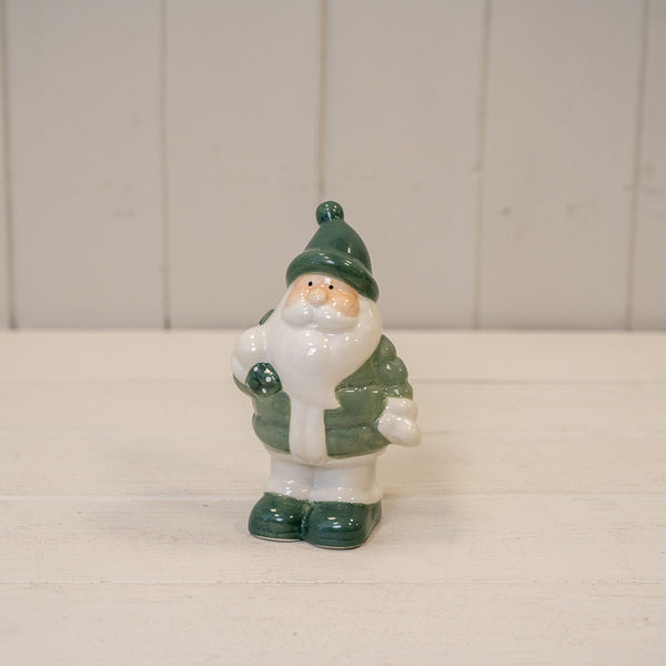 White/Green Ceramic Santa L7.7xW6.5xH13.3cm