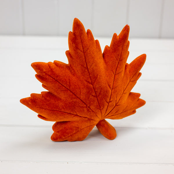 Burnt Orange flocked ceramic maple leaf H18x6xW17.2cm  Weight-197g