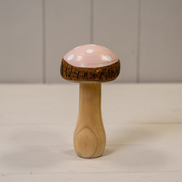 Pink Wooden Mushroom Decoration L7.2xW7.2xH12.5cm