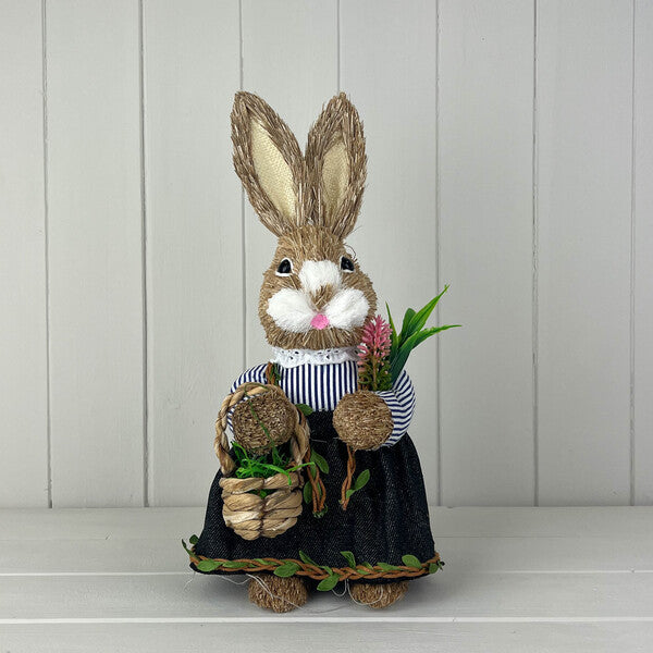 Rabbit Holding A Basket of Flowers W11cm D12cm  Weight-111g H34cm