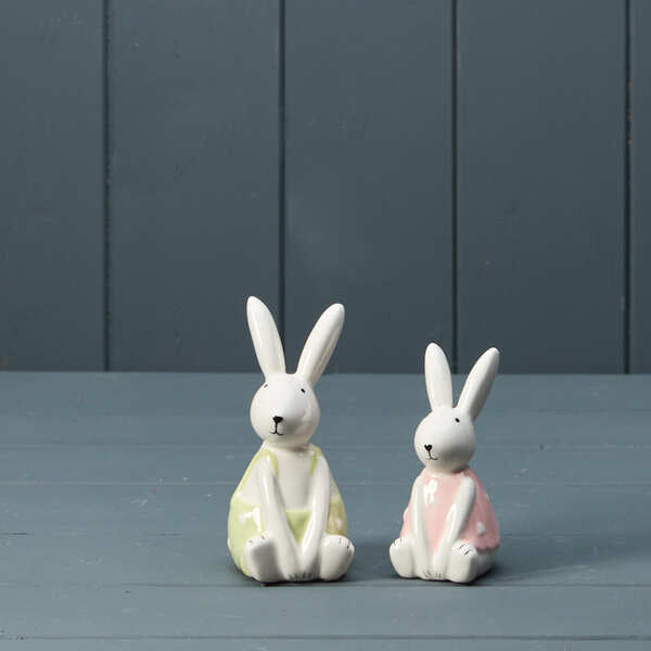 Rabbits in Pink and Green W6 x H11cm