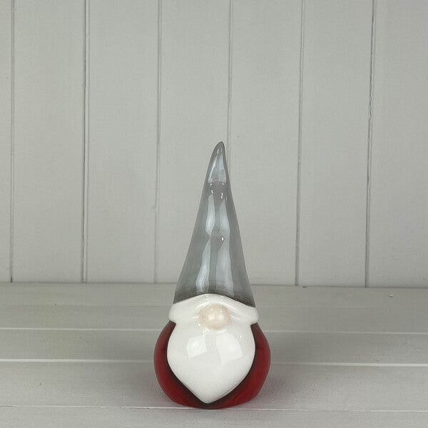 Red/Grey Ceramic Gonk 8.5x9.6x19.8cm