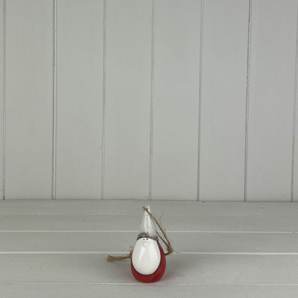Red/Grey Ceramic Santa 3.5x4x8cm
