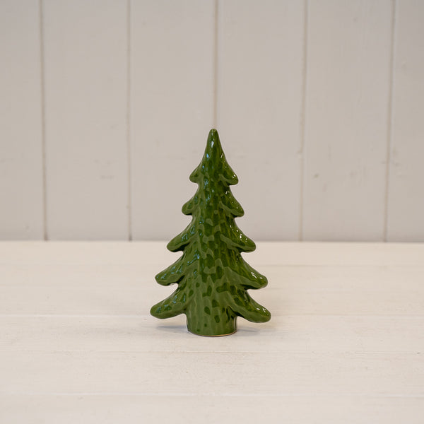 Small Dimpled Green Ceramic Christmas Tree Ornament