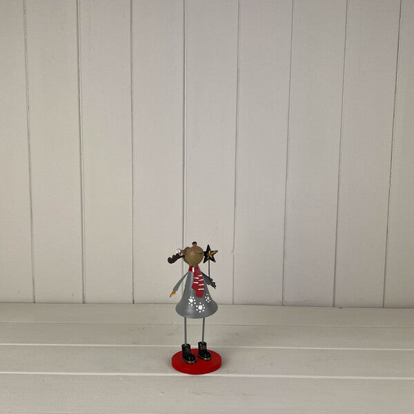 Tall Metal Reindeer Figurine H17.5 cm