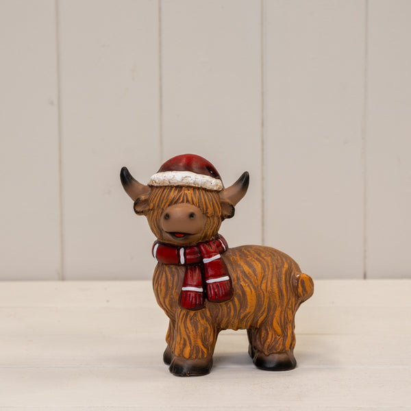 Terrocotta Highland Cow L13.1cm W6.6cm H14.8cm