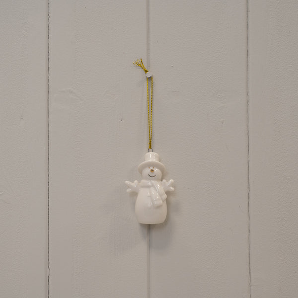 White Ceramic  Hanging Snowman L4.5xW2.5xH7cm
