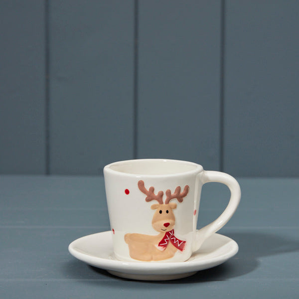White Ceramic Cup with Saucer L9.8xD7xH6.5cm Weight-248g