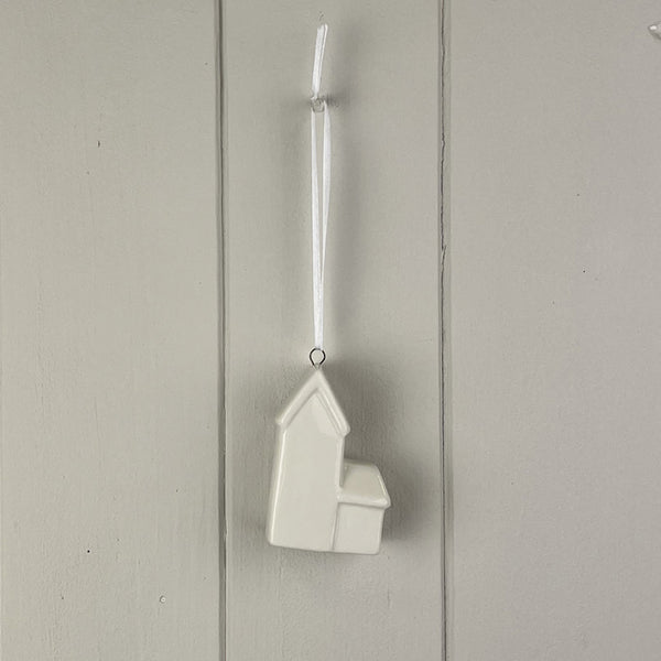 White Ceramic Hanging House Decoration L4.3xD3xH7.3cm Weight-54g