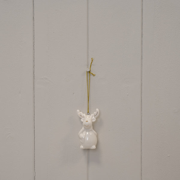 White Ceramic Hanging Reindeer L3.4xW3.4xH6.4cm