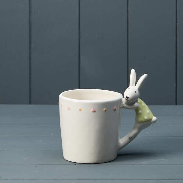 White Ceramic Rabbit Mug  H13 W15 D9