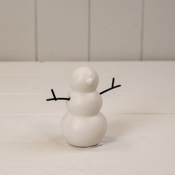 White Ceramic Snowman Decoration L7.2xD5xH8.5cm