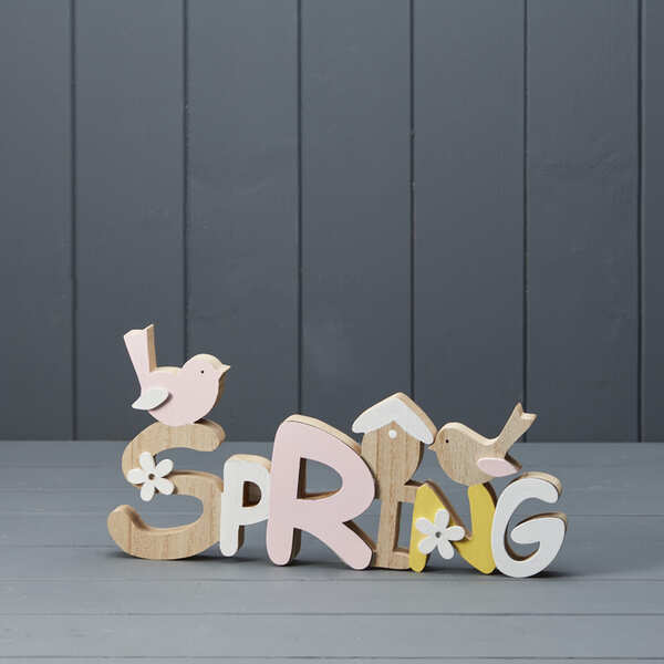 Wooden 'Spring' Word Block Wording Decoration H15 L30 W2