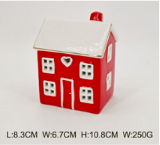 Short Red Ceramic LED Ceramic Heart House