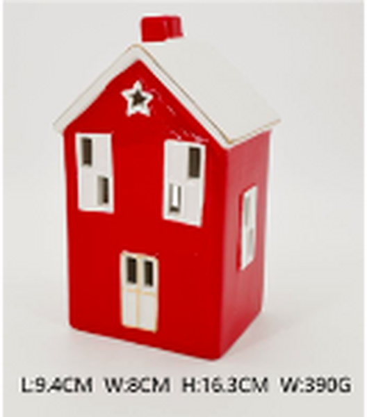 Tall Red Ceramic LED Ceramic Star House