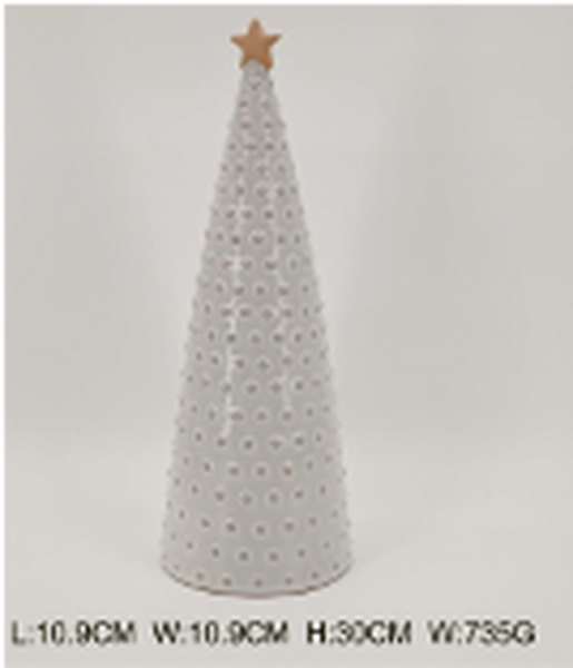 Large Stoneglazed Bobbin Tree with Gold Star