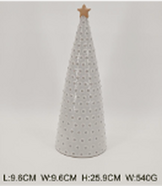 Medium Stoneglazed Bobbin Tree with Gold Star
