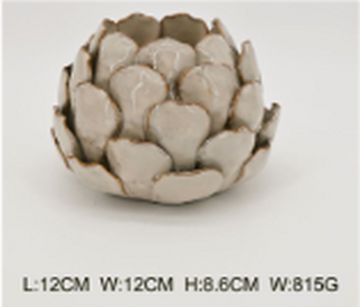 Natural Stoneglazed Artichoke Candle Holder